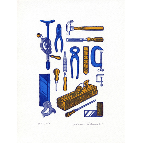 Woodworking screenprint by John Dilnot