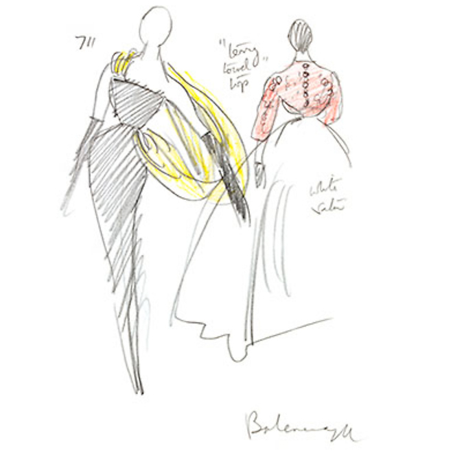 Balenciaga gown, fashion illustration