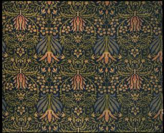 William Morris Iris and Lily, Black, White and Red Fabric