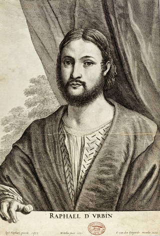 Self portrait of Raphael, printed by Hollar Wenceslaus, mid 17th century, Germany. Museum no. DYCE.1923. © Victoria and Albert Museum, London