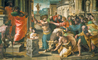 Raphael Cartoon, The Sacrifice at Lystra (Acts 14: 8-18), by Raphael, 1515 – 16, Italy. Royal Collection Trust / © Her Majesty Queen Elizabeth II 2020. Photograph: Victoria & Albert Museum, London