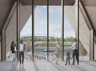 Internal render view of the new V&A East Museum at Stratford