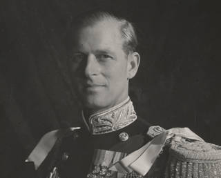 Black and white photograph of Prince Philip, taken in 1953 