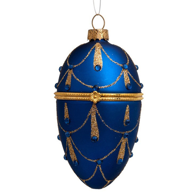 Blue glass egg ornament