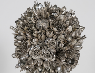 A floral bouquet created from cutlery