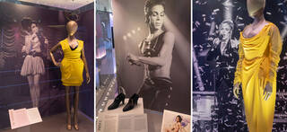 Two yellow costumes and a pair of shoes plus photographs