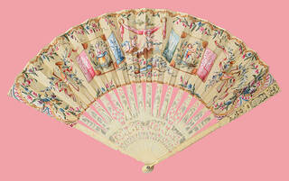 Painted fan with cupids, bows and musicians