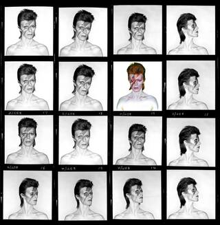16 frames showing David Bowie posing