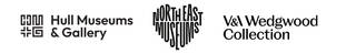Logos for Hull Museums and Gallery, North East Museums (Shipley Art Gallery, Gateshead) and Stoke-on-Trent (V&A Wedgwood Collection
