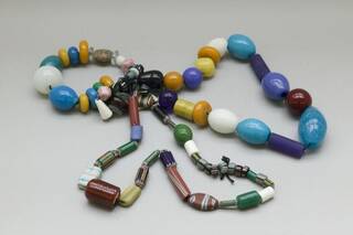 colourful bead necklaces intertwined