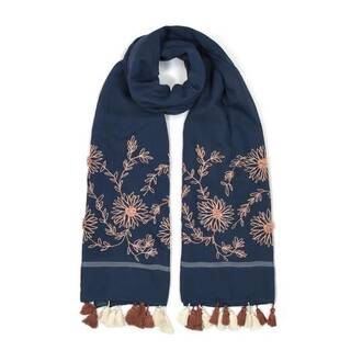 Flower embroidered scarf